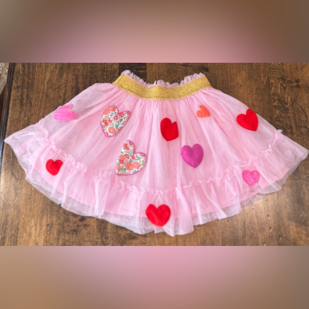 Mini Boden Heart Appliqué Tulle Skirt, sz 2/3